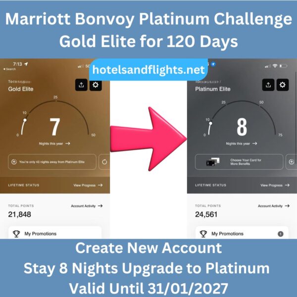 Marriott Bonvoy Platinum Challenge, Stay 8 Nights Upgrade & Extend to Platinum Until 31/01/2027