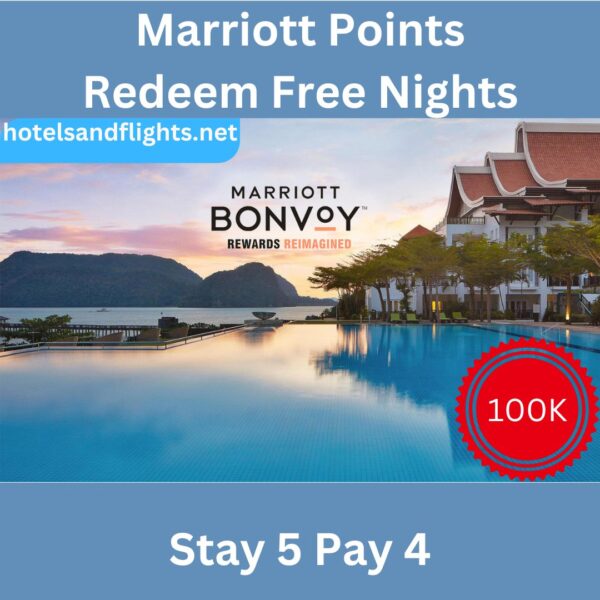 Marriott points for Sale, 100K in a Lot, Redeem Free Nights, Stay 5 Pay 4